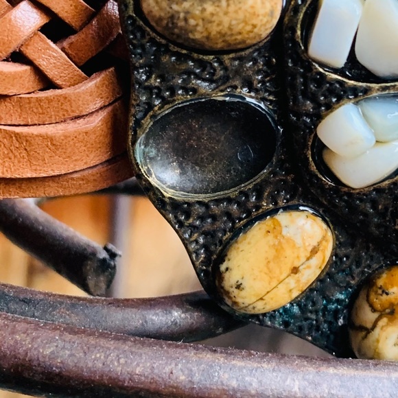 CAbi Brown Leather Belt Metal Buckle w/Stones - Picture 5 of 10